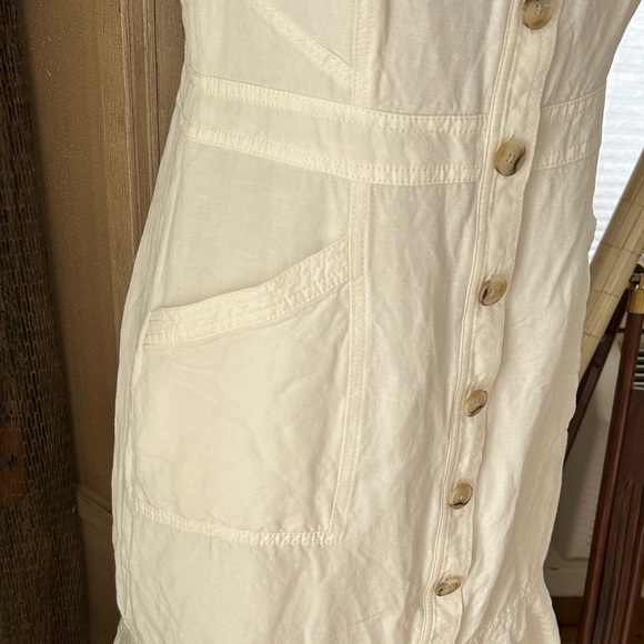 Banana Republic White Midi linen Dress with Button Detail petite 8 - Picture 4 of 11